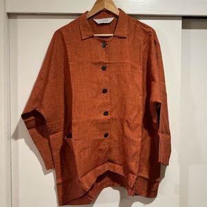 Women’s rust color, linen button-up  light weight jacket
